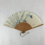 Japanese Folding Fan Sensu Vtg Bamboo Frame Firefly Lightning Bug Hotaru 4D756