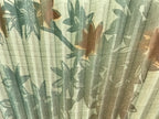 Japanese Folding Fan Sensu Vtg Bamboo Frame Flowers Forest Green 4D751