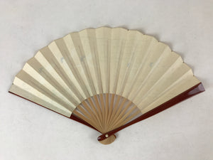 Japanese Folding Fan Sensu Vtg Bamboo Frame Flying Cranes Gold W/ Box 4D710