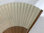 Japanese Folding Fan Sensu Vtg Bamboo Frame Geometric Greek Pattern Blue 4D801