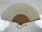 Japanese Folding Fan Sensu Vtg Bamboo Frame Geometric Greek Pattern Blue 4D801