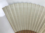 Japanese Folding Fan Sensu Vtg Bamboo Frame Geometric Greek Pattern Blue 4D801