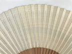 Japanese Folding Fan Sensu Vtg Bamboo Frame Geometric Greek Pattern Blue 4D801
