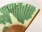Japanese Folding Fan Sensu Vtg Bamboo Frame Green Grapes Red Seal 4D749