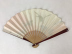Japanese Folding Fan Sensu Vtg Bamboo Frame Hare Zodiac Animal Orange Gold 4D712