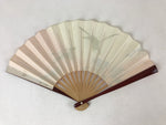 Japanese Folding Fan Sensu Vtg Bamboo Frame Hare Zodiac Animal Orange Gold 4D712