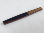 Japanese Folding Fan Sensu Vtg Bamboo Frame Heart Sutra Dark Blue Gold 4D705