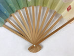 Japanese Folding Fan Sensu Vtg Bamboo Frame Japanese Carps Koi Colored 4D694