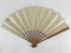 Japanese Folding Fan Sensu Vtg Bamboo Frame Japanese Kanji Characters White 4D64