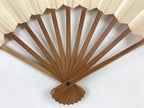 Japanese Folding Fan Sensu Vtg Bamboo Frame Japanese Kanji Characters White 4D64