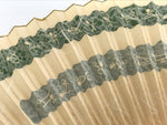 Japanese Folding Fan Sensu Vtg Bamboo Frame Kama Sutra Guide Green Blue 4D942
