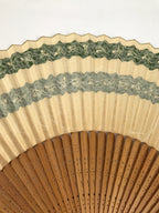 Japanese Folding Fan Sensu Vtg Bamboo Frame Kama Sutra Guide Green Blue 4D942