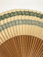 Japanese Folding Fan Sensu Vtg Bamboo Frame Kama Sutra Guide Green Blue 4D942