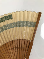 Japanese Folding Fan Sensu Vtg Bamboo Frame Kama Sutra Guide Green Blue 4D942