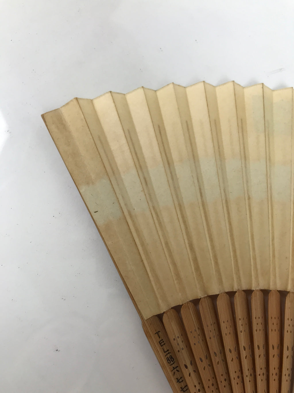 Japanese Folding Fan Sensu Vtg Bamboo Frame Kama Sutra Guide Green Blue 4D942