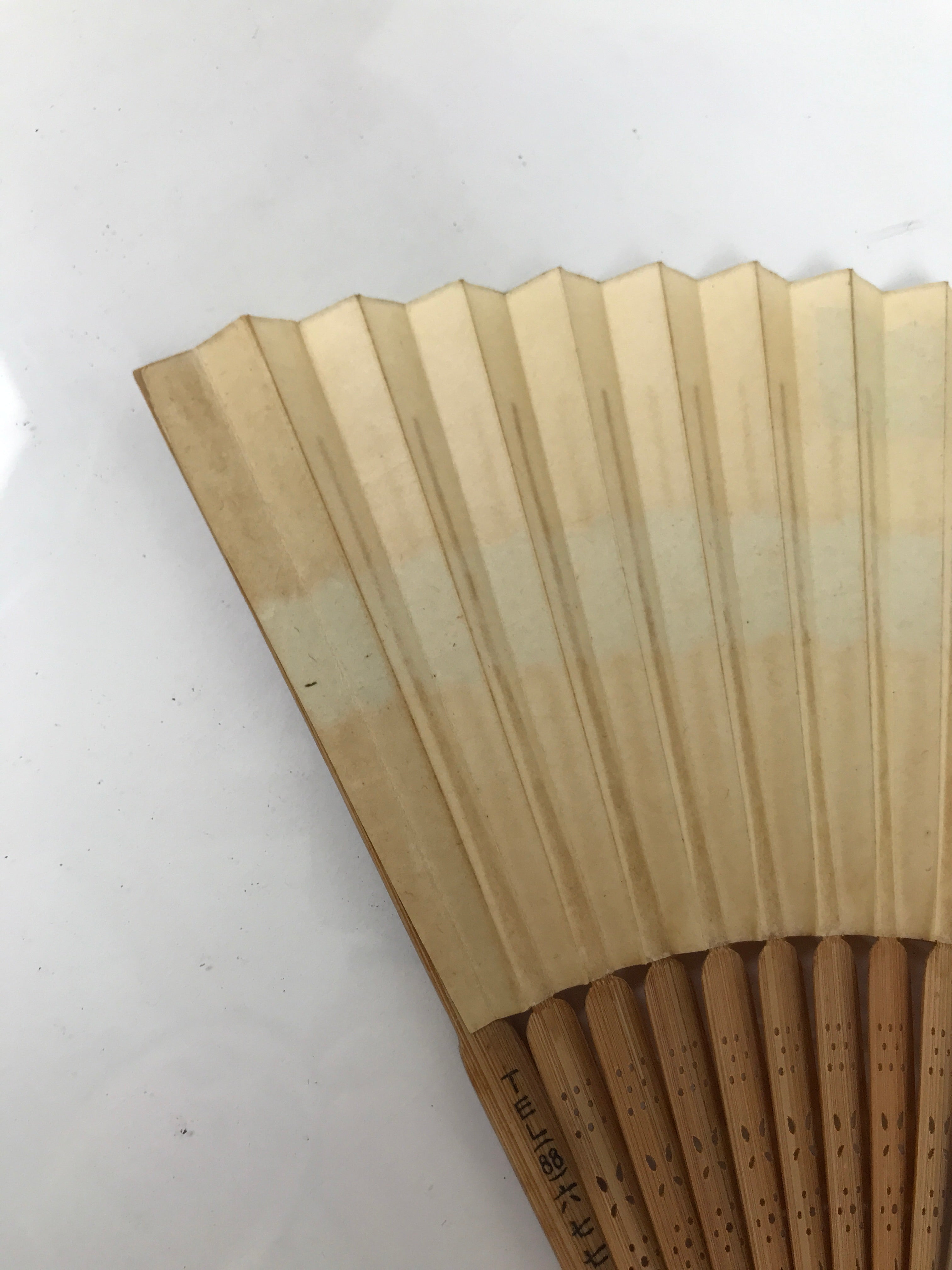 Japanese Folding Fan Sensu Vtg Bamboo Frame Kama Sutra Guide Green Blue 4D942