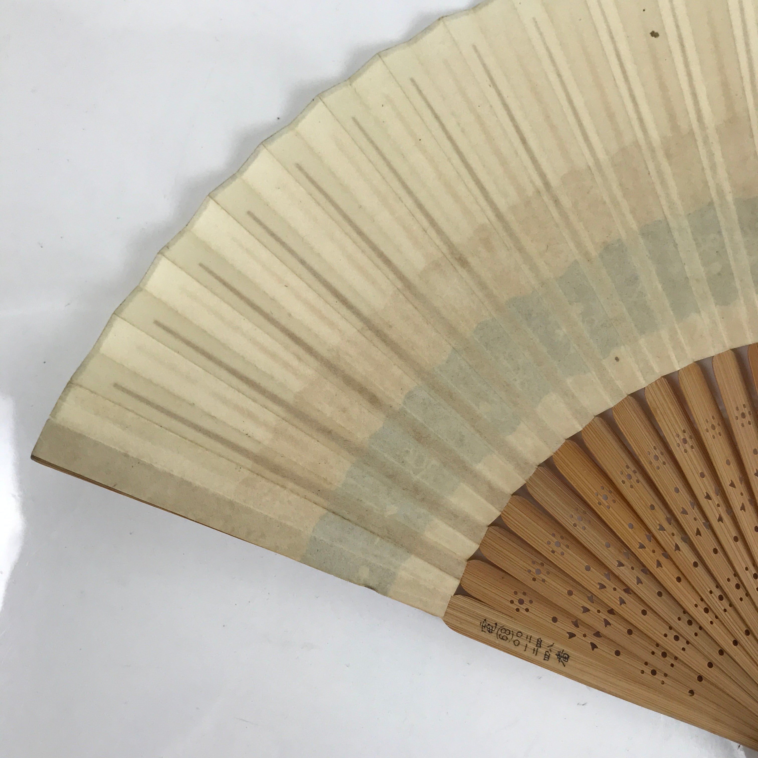 Japanese Folding Fan Sensu Vtg Bamboo Frame Kama Sutra Guide Yellow Blue 4D816