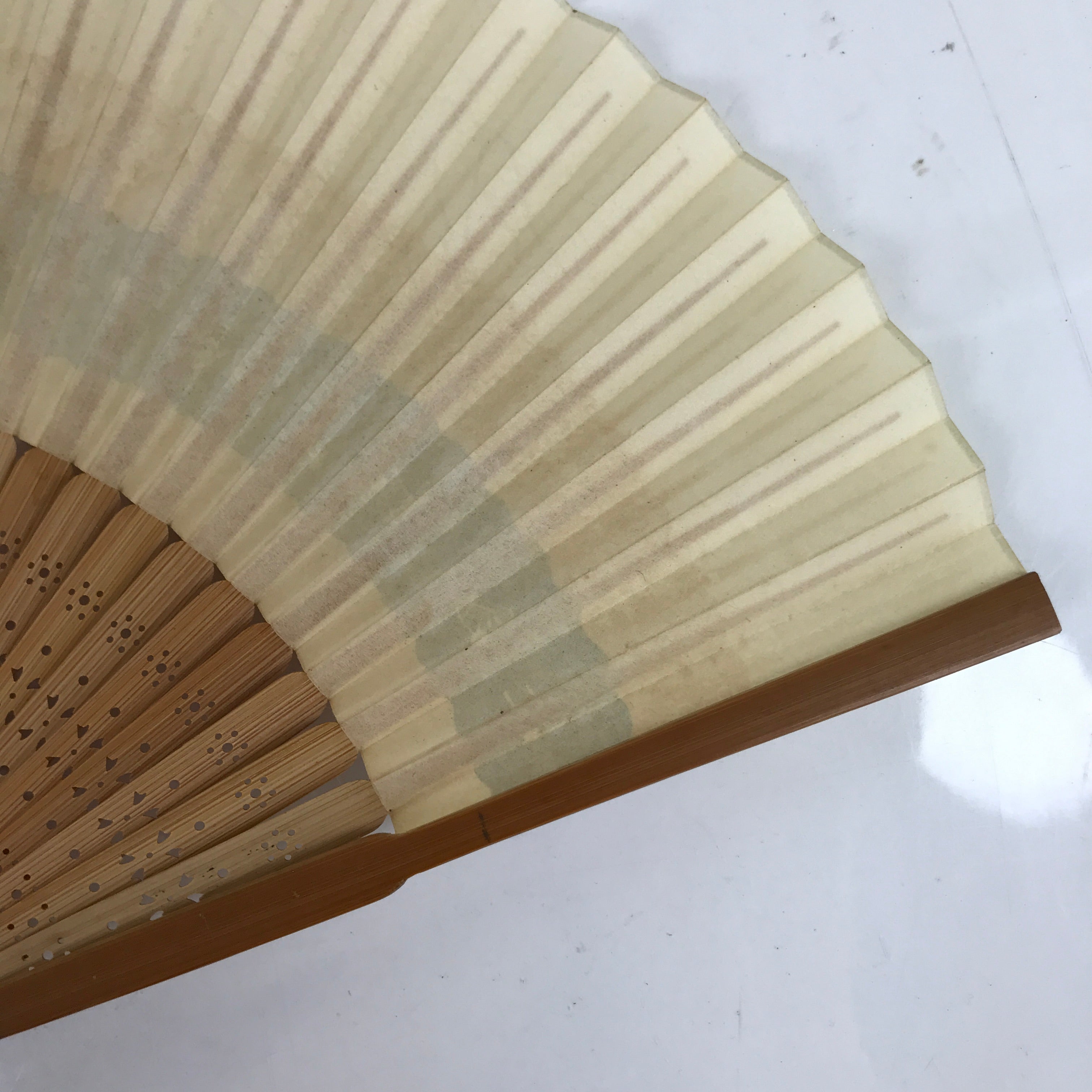 Japanese Folding Fan Sensu Vtg Bamboo Frame Kama Sutra Guide Yellow Blue 4D816