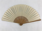 Japanese Folding Fan Sensu Vtg Bamboo Frame Kanji Characters Red Seal 4D686