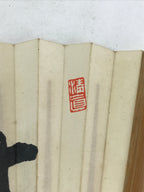 Japanese Folding Fan Sensu Vtg Bamboo Frame Kanji Characters Red Seal 4D686