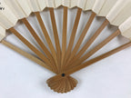 Japanese Folding Fan Sensu Vtg Bamboo Frame Kanji Characters White Black 4D649