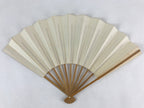 Japanese Folding Fan Sensu Vtg Bamboo Frame Kanji Characters White Samurai 4D647