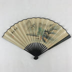 Japanese Folding Fan Sensu Vtg Bamboo Frame Kanji Characters White Simple 4D645
