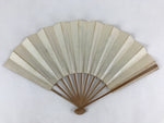 Japanese Folding Fan Sensu Vtg Bamboo Frame Kanji characters White Simole 4D654