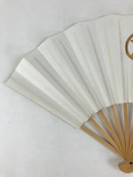 Japanese Folding Fan Sensu Vtg Bamboo Frame Kanji characters White Simple 4D652