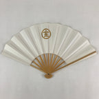 Japanese Folding Fan Sensu Vtg Bamboo Frame Kanji characters White Simple 4D652