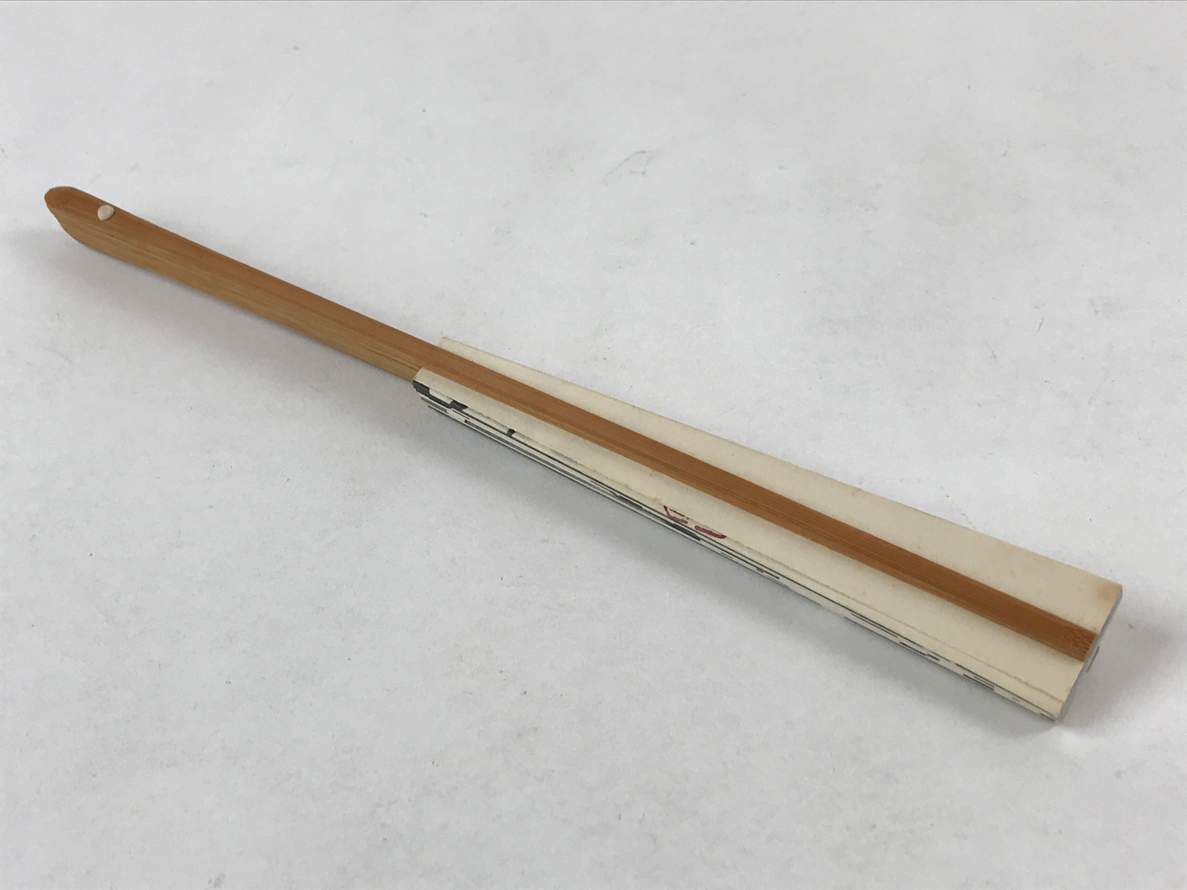 Japanese Folding Fan Sensu Vtg Bamboo Frame Monochrome Bamboo Foliage 4D693