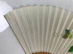 Japanese Folding Fan Sensu Vtg Bamboo Frame Morning Glory Leaves Ladybug 4D800
