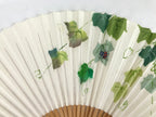 Japanese Folding Fan Sensu Vtg Bamboo Frame Morning Glory Leaves Ladybug 4D800