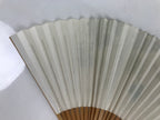 Japanese Folding Fan Sensu Vtg Bamboo Frame Morning Glory Leaves Ladybug 4D800