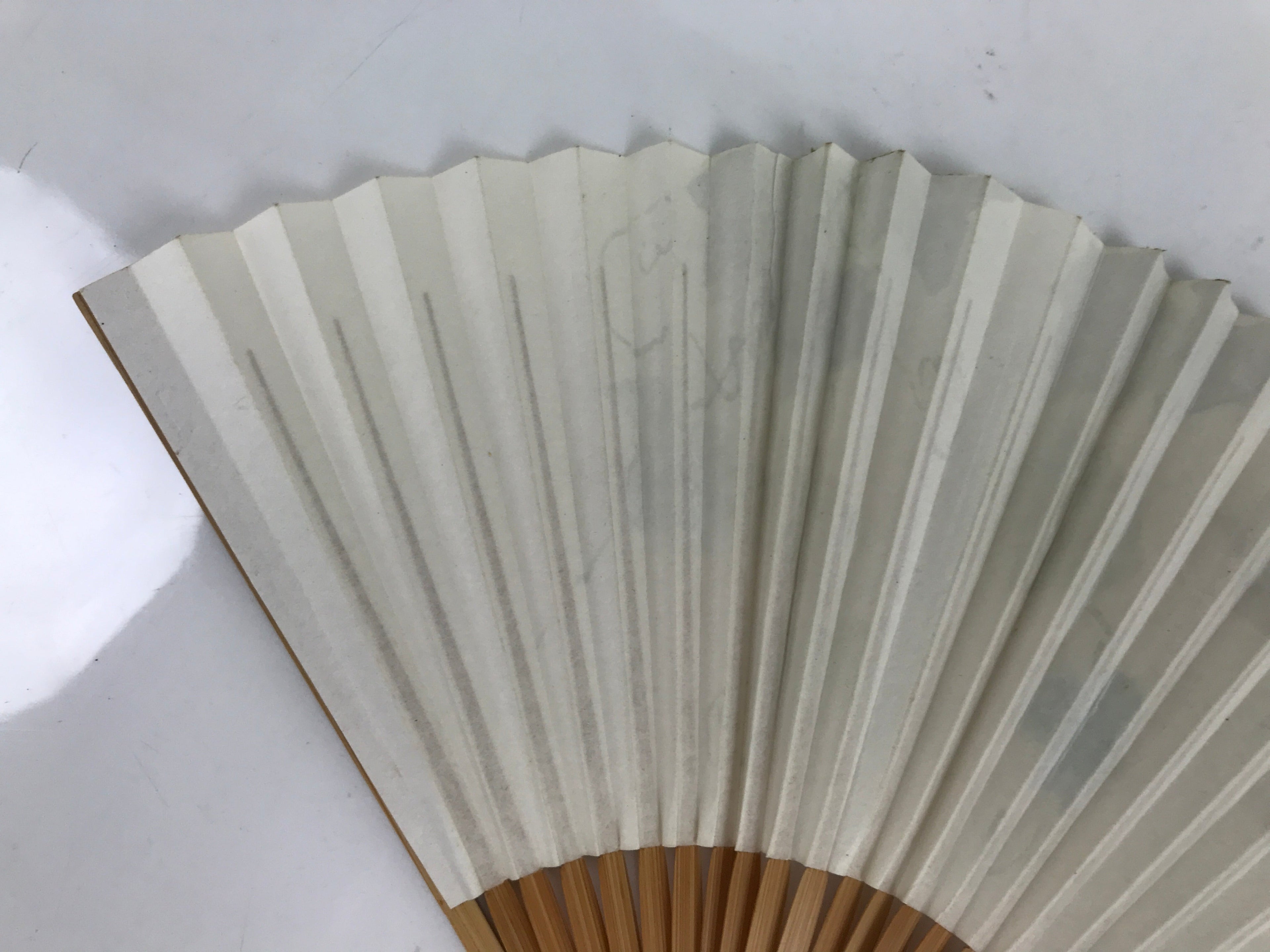 Japanese Folding Fan Sensu Vtg Bamboo Frame Morning Glory Leaves Ladybug 4D800