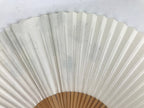 Japanese Folding Fan Sensu Vtg Bamboo Frame Morning Glory Leaves Ladybug 4D800