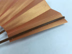 Japanese Folding Fan Sensu Vtg Bamboo Frame Orange Silver Blue Foil W/ Box 4D696
