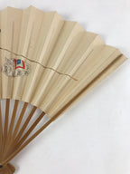 Japanese Folding Fan Sensu Vtg Bamboo Frame Plum Flower Red Seal White 4D683