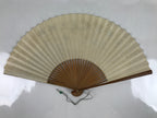Japanese Folding Fan Sensu Vtg Bamboo Frame Poem Calligraphy Black Beige 4D803