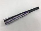 Japanese Folding Fan Sensu Vtg Bamboo Frame Purple Silver Geometric W/ Box 4D698