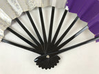 Japanese Folding Fan Sensu Vtg Bamboo Frame Purple Silver Geometric W/ Box 4D698