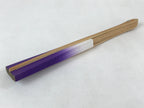Japanese Folding Fan Sensu Vtg Bamboo Frame Purple White Gradation W/ Box 4D697