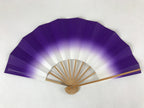 Japanese Folding Fan Sensu Vtg Bamboo Frame Purple White Gradation W/ Box 4D697