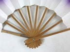 Japanese Folding Fan Sensu Vtg Bamboo Frame Purple White Gradation W/ Box 4D697