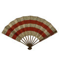 Japanese Folding Fan Sensu Vtg Bamboo Frame Red Beige Gold Waves Pattern 4D953