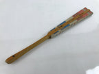 Japanese Folding Fan Sensu Vtg Bamboo Frame Red Blue Gold Waves Pattern 4D790