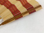 Japanese Folding Fan Sensu Vtg Bamboo Frame Red Yellow Gold Waves Pattern 4D695