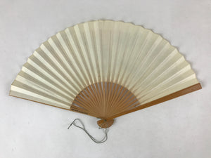 Japanese Folding Fan Sensu Vtg Bamboo Frame Retro Woman Cityscape Design 4D750