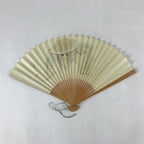 Japanese Folding Fan Sensu Vtg Bamboo Frame Retro Woman Cityscape Design 4D755
