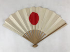 Japanese Folding Fan Sensu Vtg Bamboo Frame Rising Sun National Flag Red 4D738